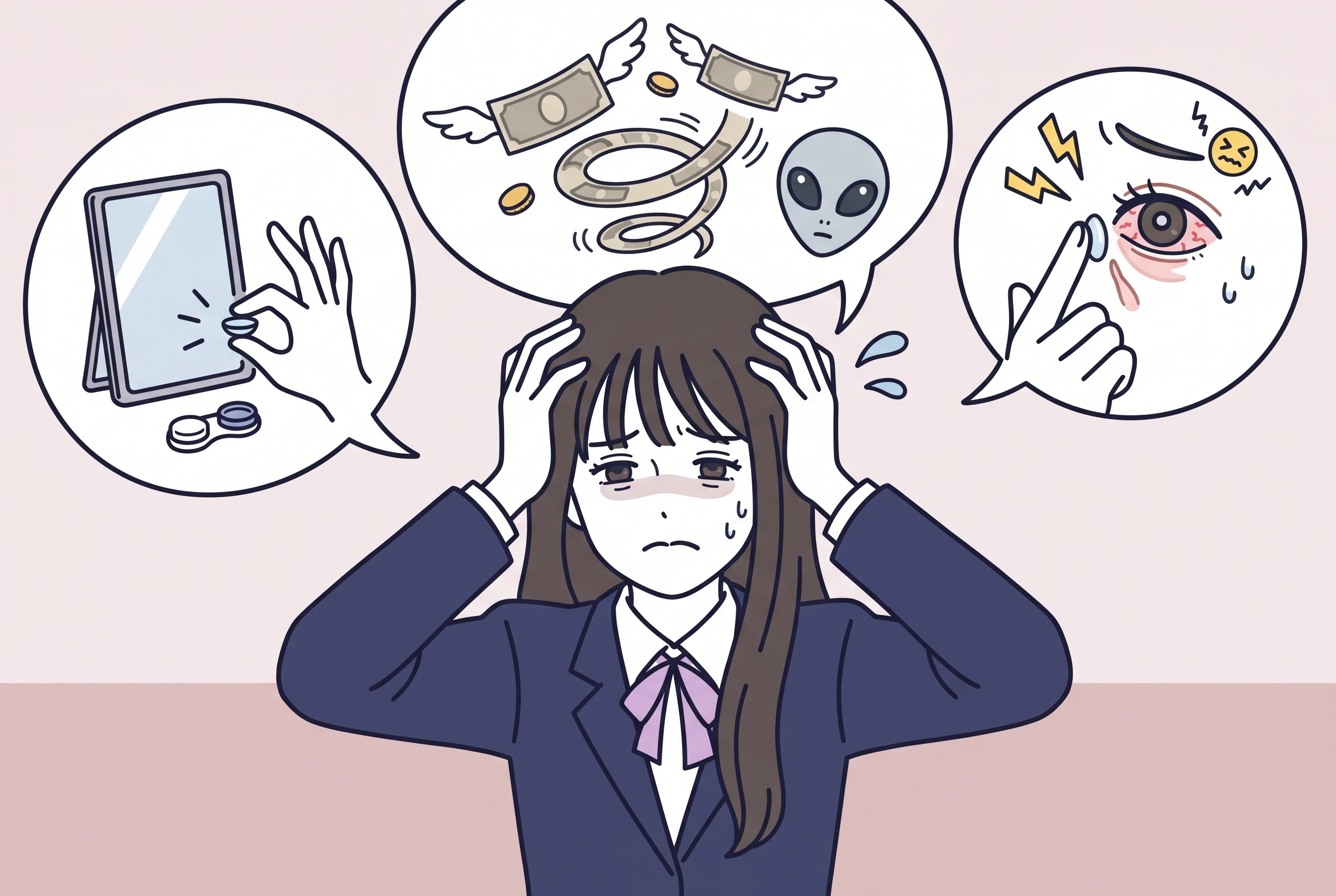 ネット購入をして失敗した学生のイラスト