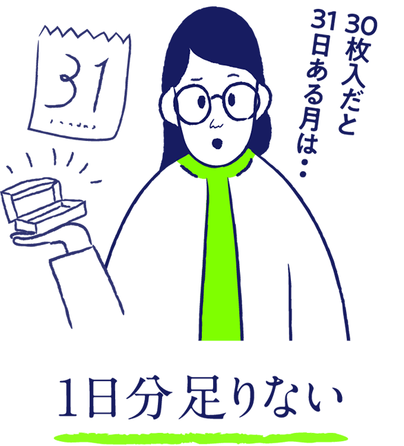 30枚入だと31日ある月は・・・1日分足りない